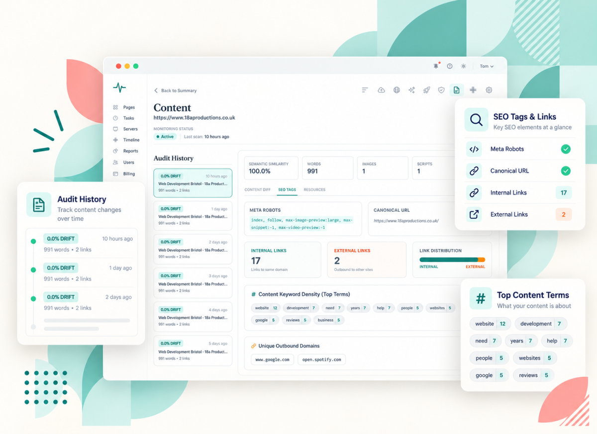 What does SiteVitals check in its Content report?